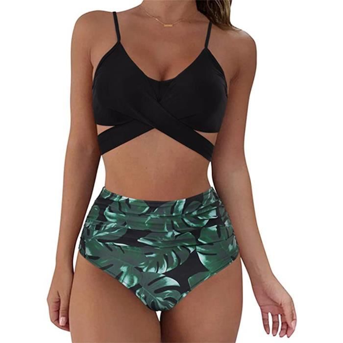 Ensemble de bikini imprimé léopard pour femme Maillot de bain Push Up