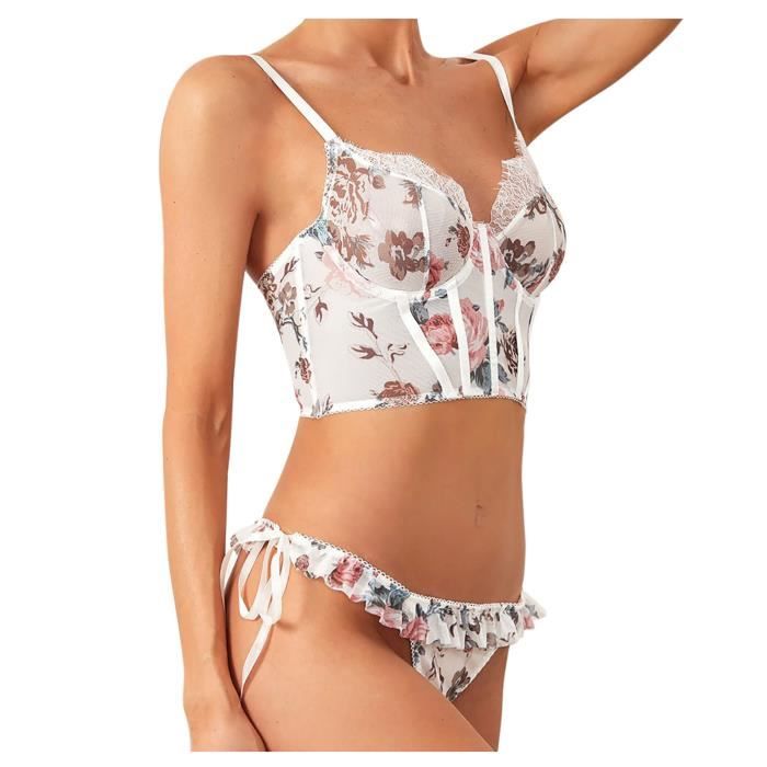Ensemble Lingerie Femmes Corset Dentelle Armatures Racy