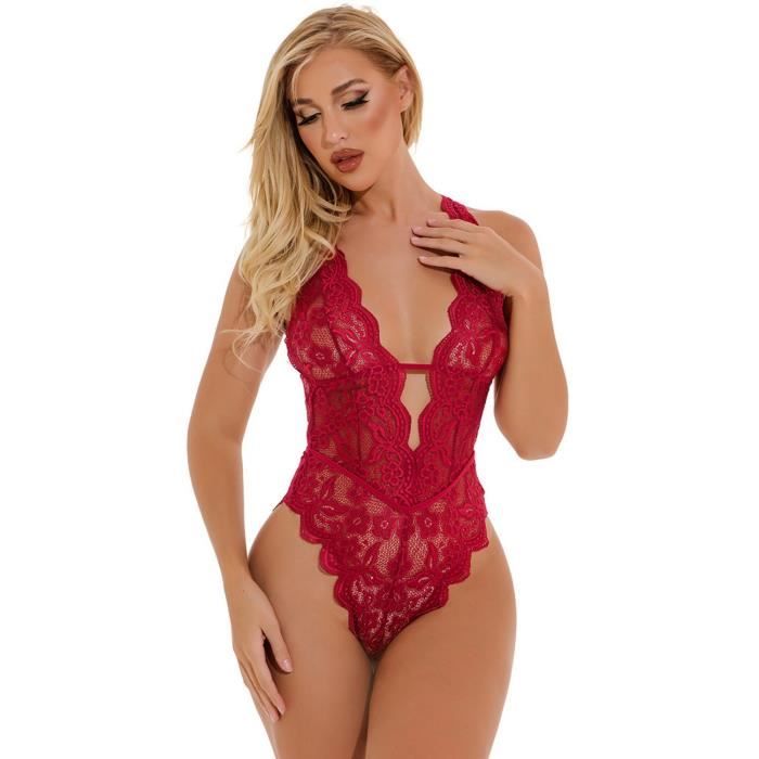 Lingerie sexy pour femme Body en dentelle Lingerie une pièce Sous