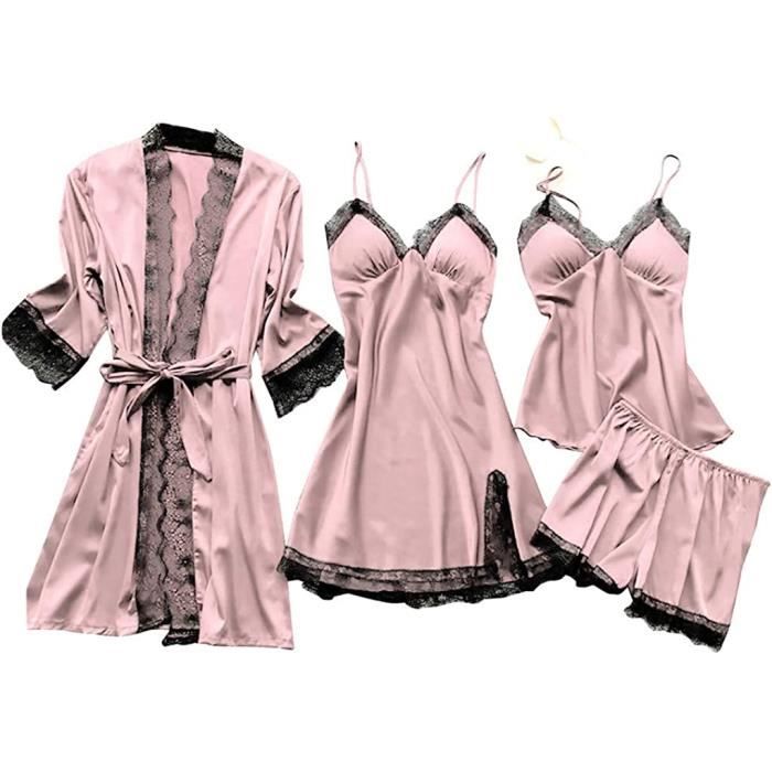 Ensemble De Lingerie Erothique Sexy Femme Dentelle Soie Couleur Rose Rose Cdiscount