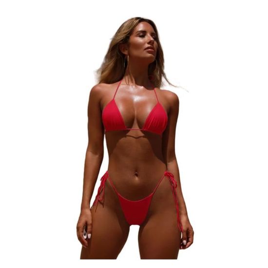 Maillot De Bain Nouveau Bikini Solide Pour Femme Rouge Triangle