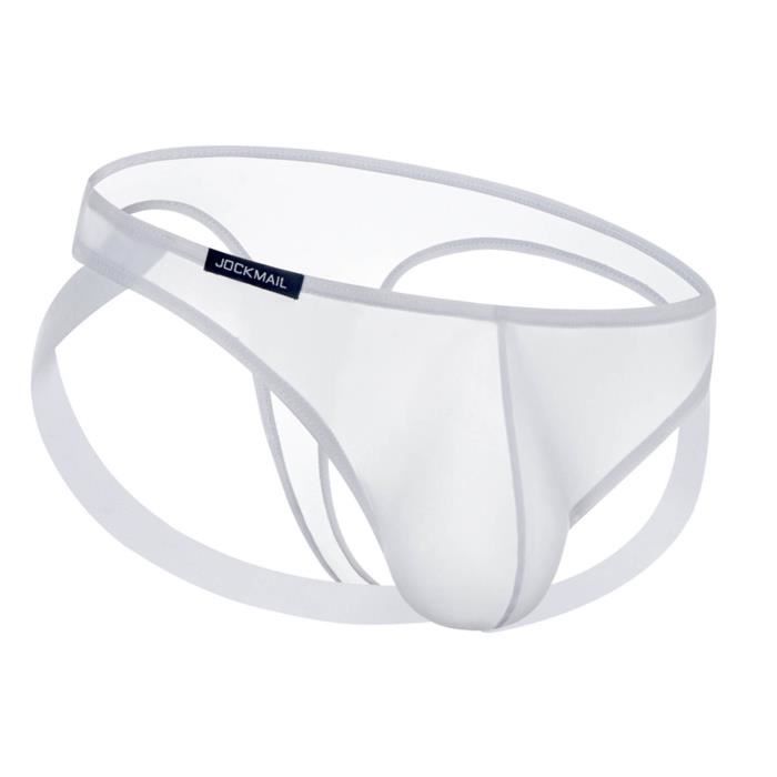 Jockmail Slip Translucide En Soie Glac E Pour Homme String Taille Basse Bikini Taillexl Blanc