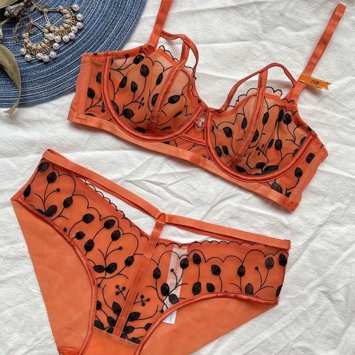 Ensemble Lingerie Femme KJEHOME Gaze Maille Brodée en Dentelle Ultra