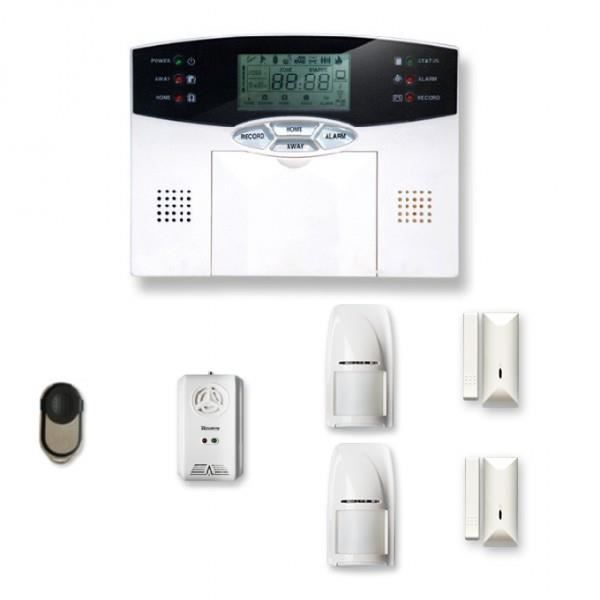 Alarme maison sans fil 1 à 2 pièces MN mouvement + intrusion + détecteur gaz - Compatible Box Internet