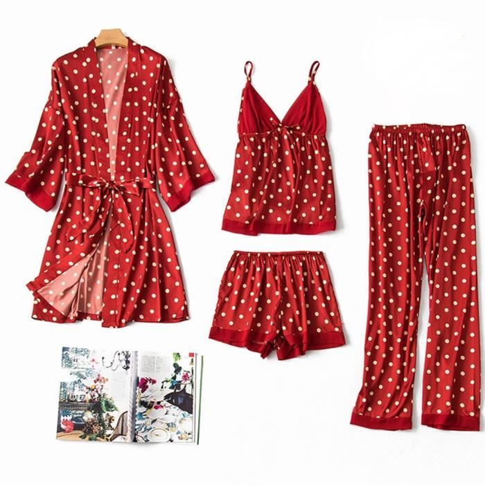 Coordonnes Ensemble Lingerie Femmes Satin Soie Pyjamas Cardigan