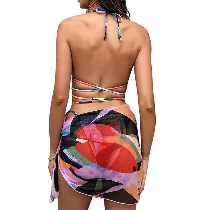 Maillot De Bain D Été Femme Bikini Trois Pièces Sexy Imprimé