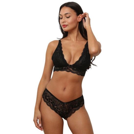 La Modeuse Ensembles Lingerie Ensemble Soutien Gorge Triangle En Dentelle Avec C Urs Sans