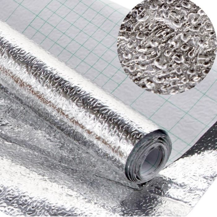 Feuille d'argent papier-cuisine autocollants auto-adhésifs cuisine feuille d'aluminium huile preuve étanche cuisinière 0,4x3m