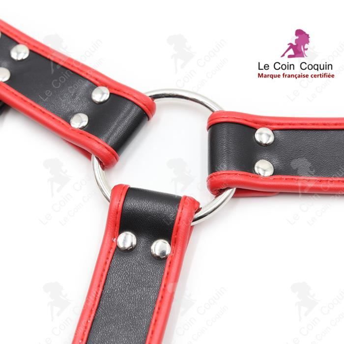 Lcc Harnais Homme Rouge Torse Sexy Rotique Lingerie Ajustable Cuir