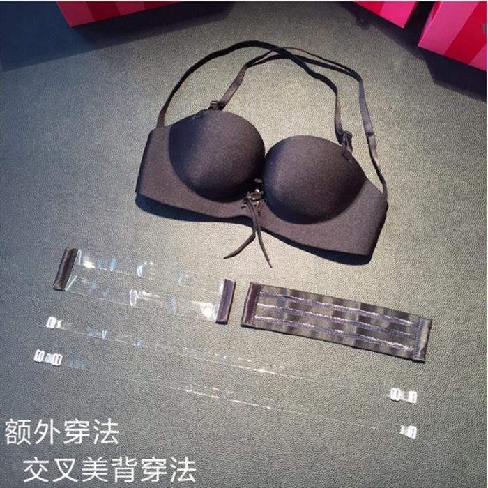 Soutien Gorge Push Up Sans Bretelles Black Lingerie Invisible Confortable Sans Armatures