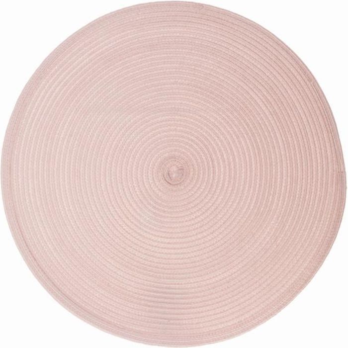 Set de table tressé rond Oscar - Diam. 38 cm - Rose pastel
