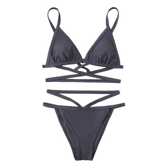 Maillot De Bain Pcs Set Bikini Set Couleur Solid Cross Strap Thong
