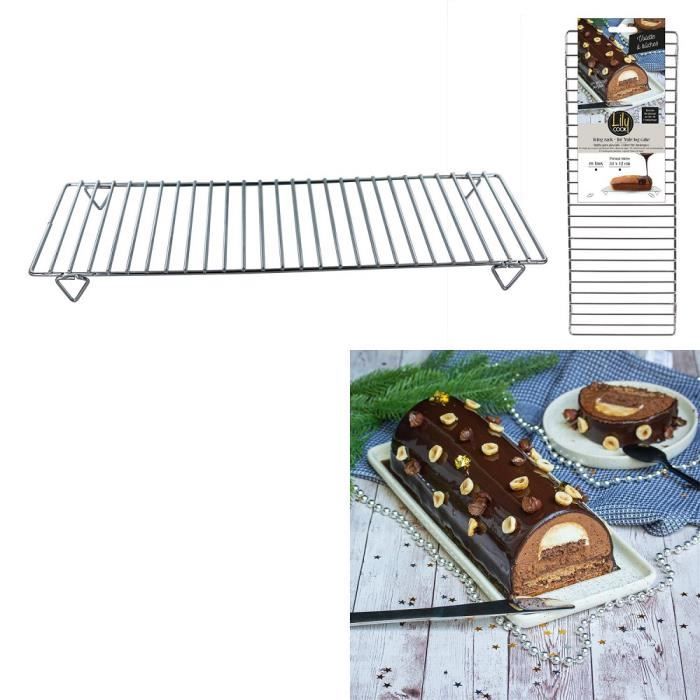 Volette à Buche en Inox 34x12cm - Grille Ustensile Pâtisserie Nappage Glaçage - 741