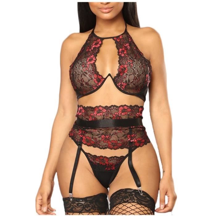Femmes Sexy Broderie Lingerie Plus La Taille Soutien Gorge Creux