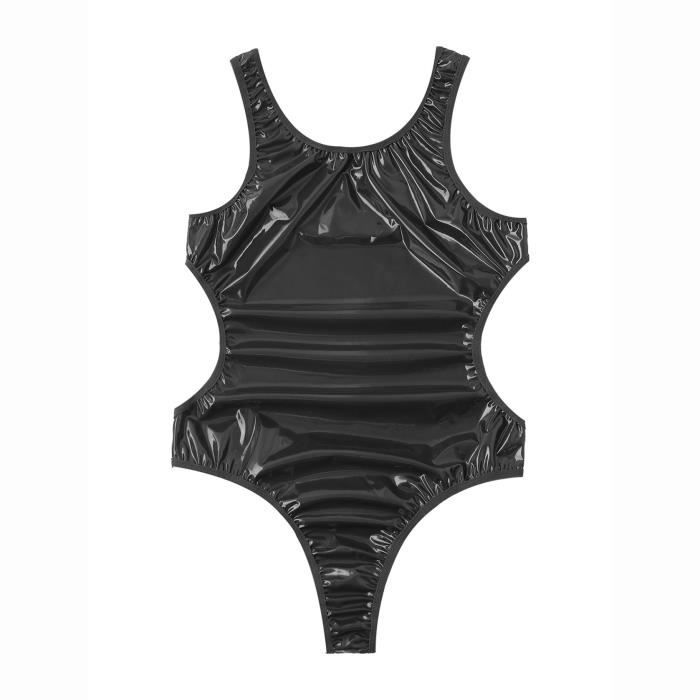 Combinaison Sexy Homme En Cuir Verni Brillant Dos Nu Catsuit Wetlook Gay Clubwear L 4XL Iixpin