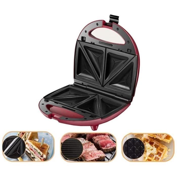 GAUFRIER GCE Gaufrier 3en1 GrillePain Gaufrier Panini Maker Toastie Maker avec plaques antiadheacutesives Amovibles Poigneacutee985