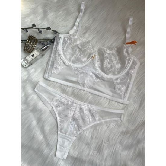 Ensemble De Lingerie Marque Inconnue Dentelle Transparente Maintien Parfait Tissu