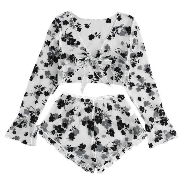 Nuisette Pyjama En Dentelle Satin Lingerie Femme Sous V Tements V Tements De Nuit Chemise De