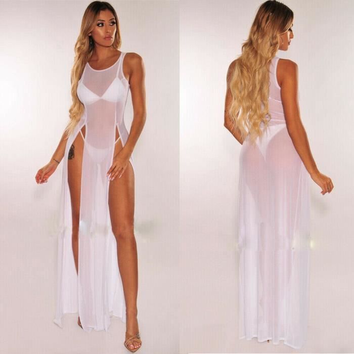 Femmes Sexy Lingerie Nuisette Ouverte Dos Nu Transparent Ensemble