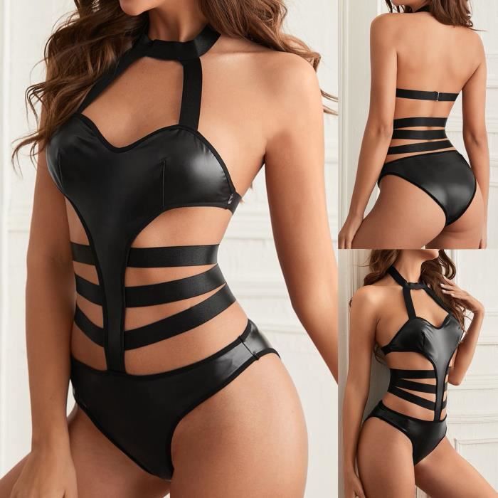 Ensemble De Lingerie En Cuir Artificiel Exquis Pour Femmes Babydoll