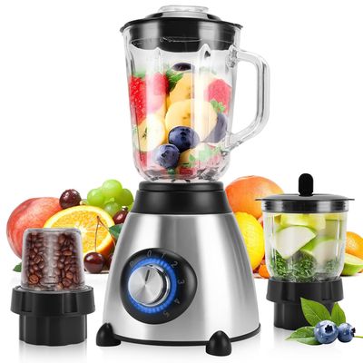 Blender Smoothie 1.5 L, 1000W Blender Mixeur Multifonctionnel 5 Vitesses et Broyeur à Grains 350 ML pour Café-Poivre-Glace