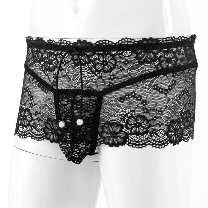 Iixpin Sissy Homme String Sexy Dentelle Et Mini Jupe Transparente Courte Lingerie Erotique
