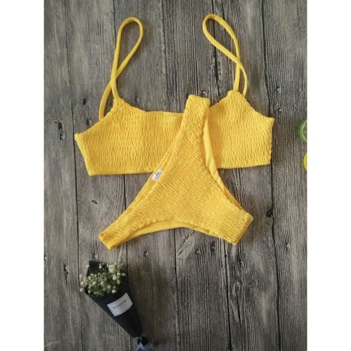 Maillot De Bain Sexy Micro Bikini Femmes Pli Pansement Push Up