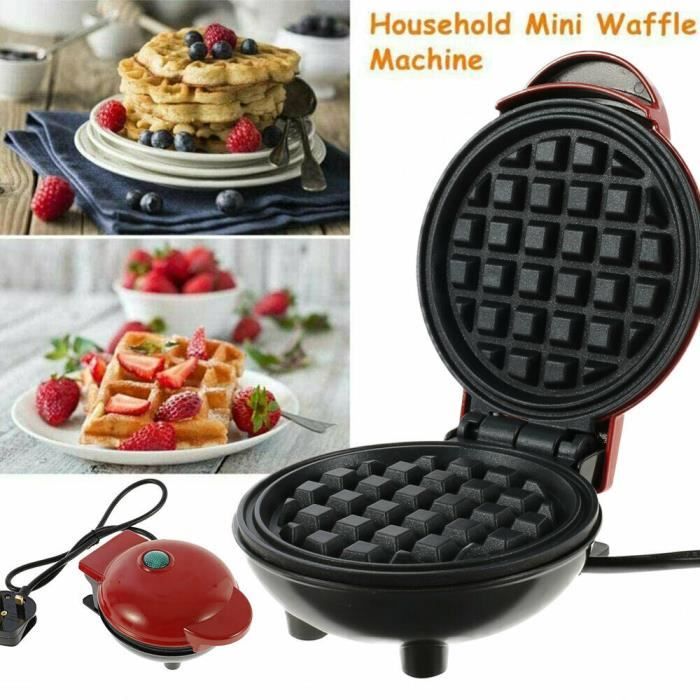 Mini gaufrier Fabrication de petit-déjeuner à crêpes rondes antiadhésives de mini machine à gaufres gastronomiques