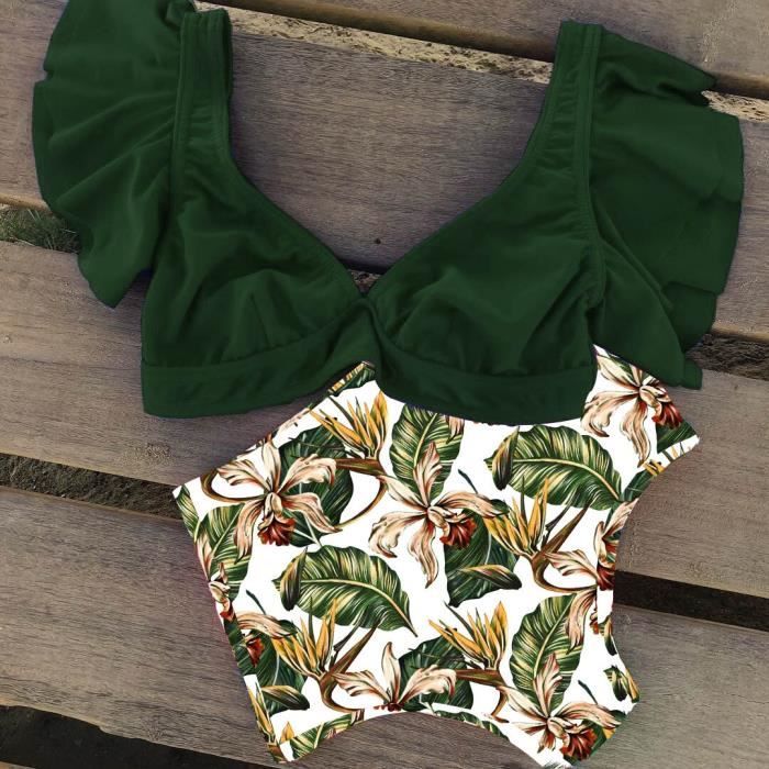 MAILLOT DE BAIN Volants Taille Haute Bikini 2020 Maillots De Bain Femmes Maillot De Bain Push Up