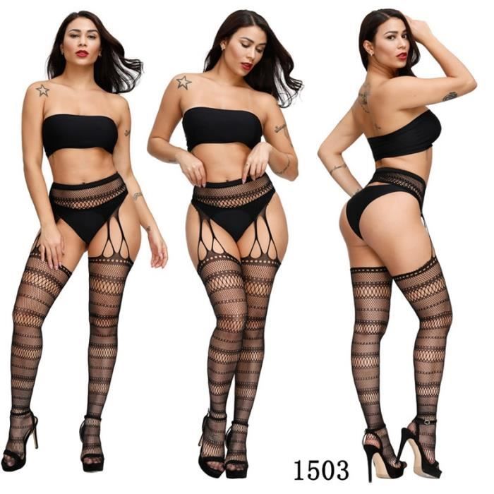 Lingerie Sexy Collant En R Sille Sans Entrejambe Pour Femmes Bas Taille Haute Lingerie