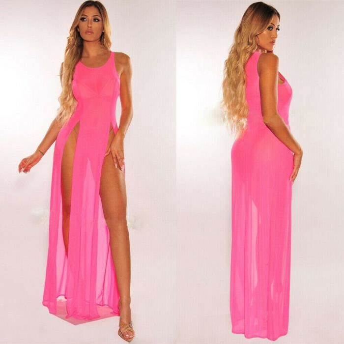 Femmes Sexy Lingerie Nuisette Ouverte Dos Nu Transparent Ensemble