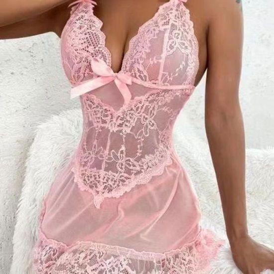 Lingerie Femme Tenue Sexy Nuisette Sous Vetements Feminins Sexy Rose