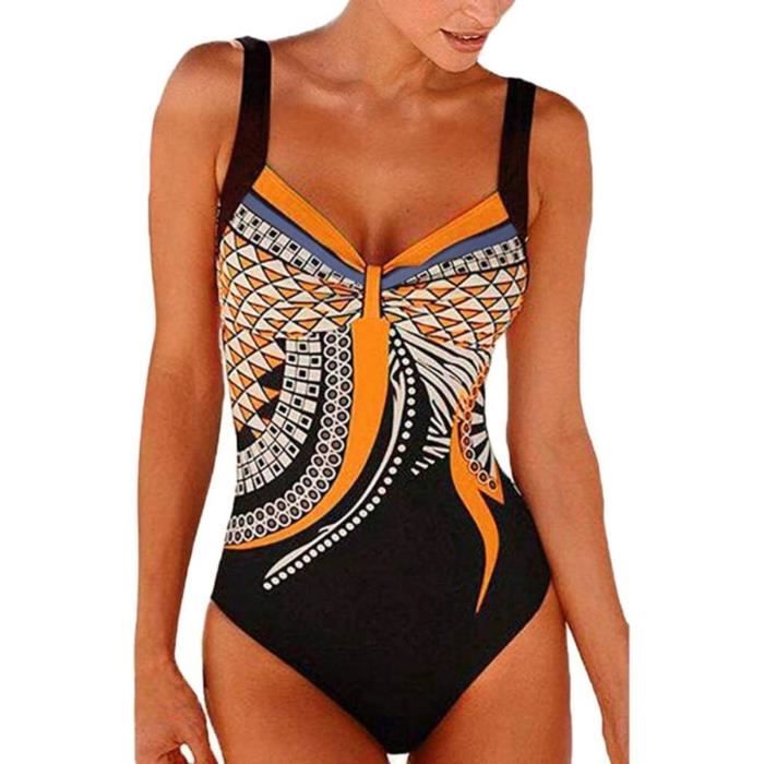 Vintage Femme Backless Maillot De Bain El Gant Amincissante Monokini Push Up Slim Imprim Bikini