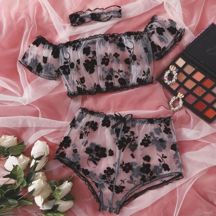 Ensemble De Soutien Gorge Culotte De Lingerie En Maille Exquise Pour