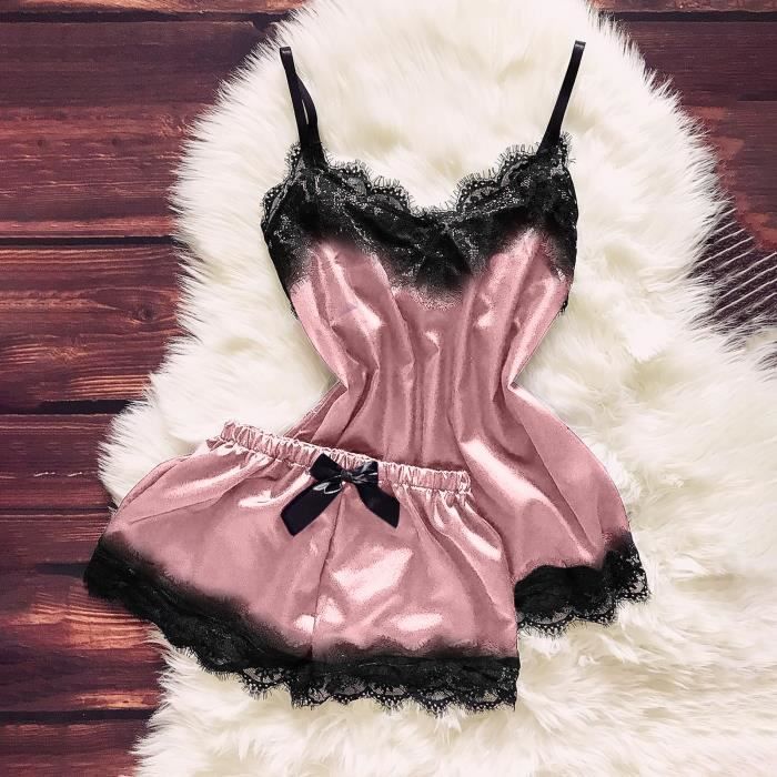 Ensembles De Lingerie Femmes Col En V Cils Dentelle Sexy Tache Camisole