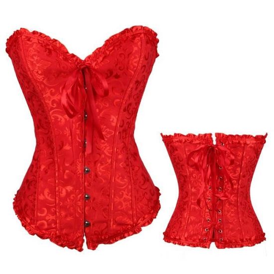 Sexy Femme Corset Broderie Burlesque Lingerie Serre Taille Guepiere