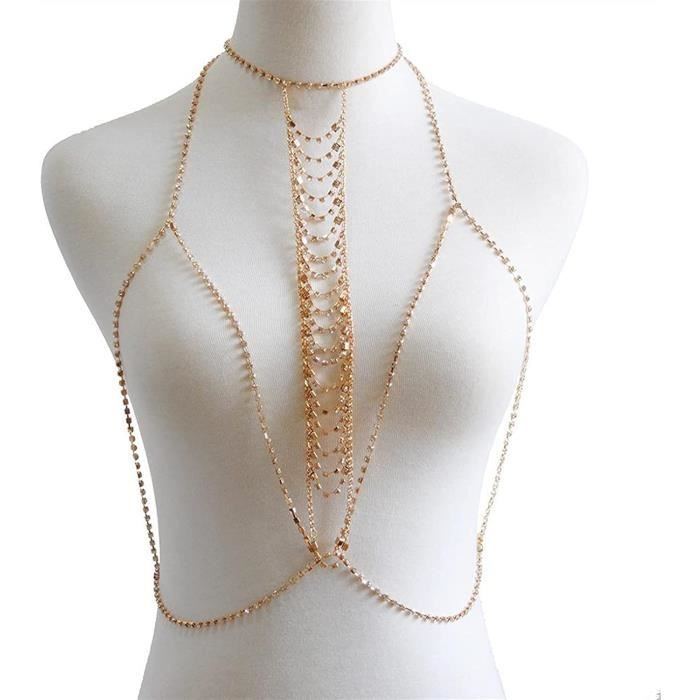 Cha Ne De Corps Mode Femmes Sexy Sequins Bra Bikini Beach Harnais