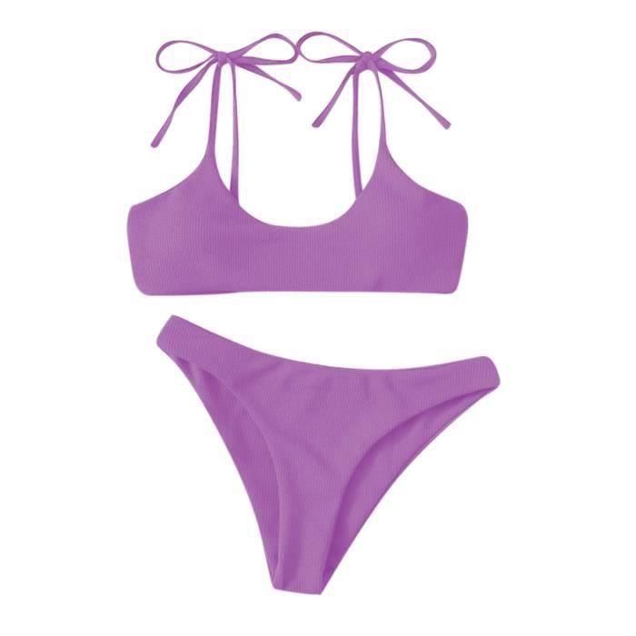 Maillot De Bain Femmes Bikini Taille Haute Ventre Contr Le Deux Pi Ces