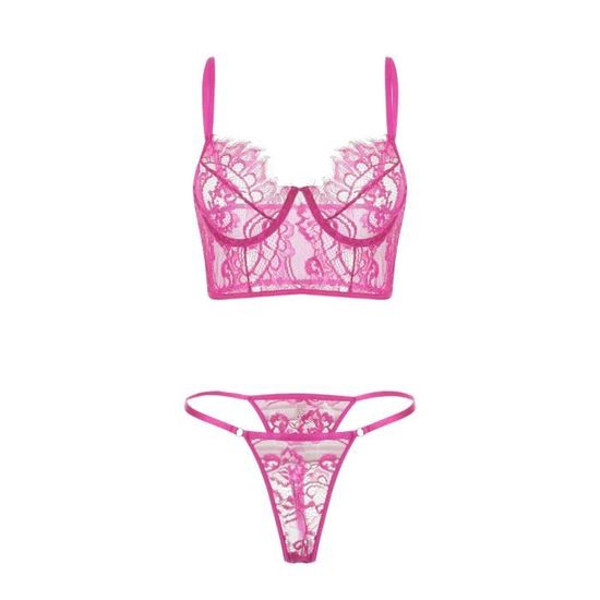Body Sexy G String Fleurs Dentelle Soutien Gorge Lingerie String Anneau En Acier LKM210316381HTS