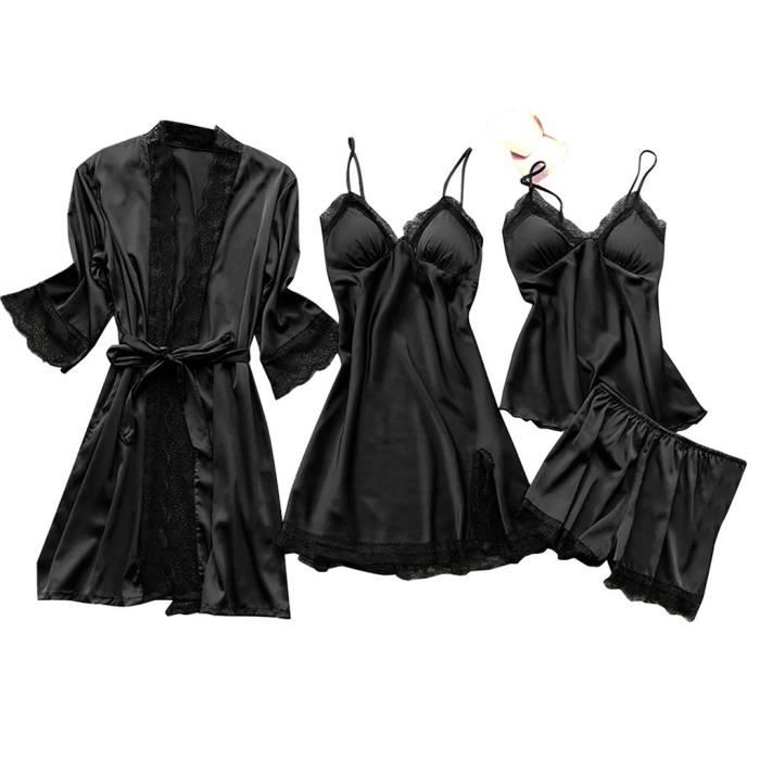 Nuisette Longue Lingerie Femmes Robe En Dentelle De Soie Nuisette