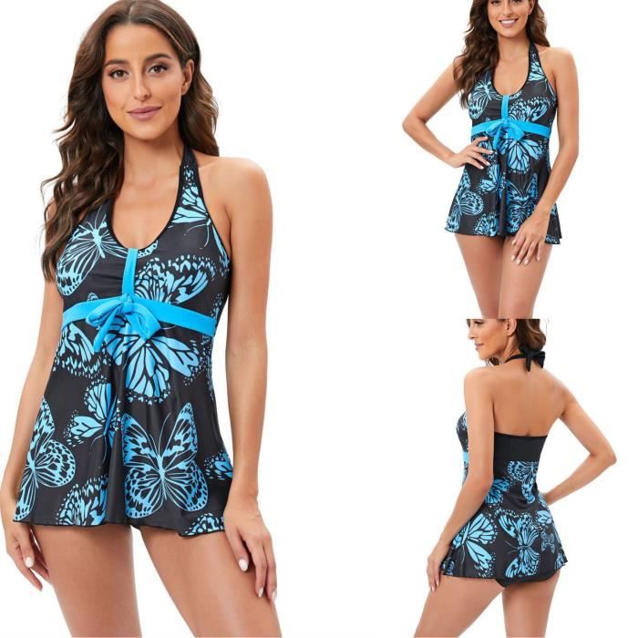 Maillot De Bain Robe Amincissant Cache Ventre Push Up Bikini Jupette