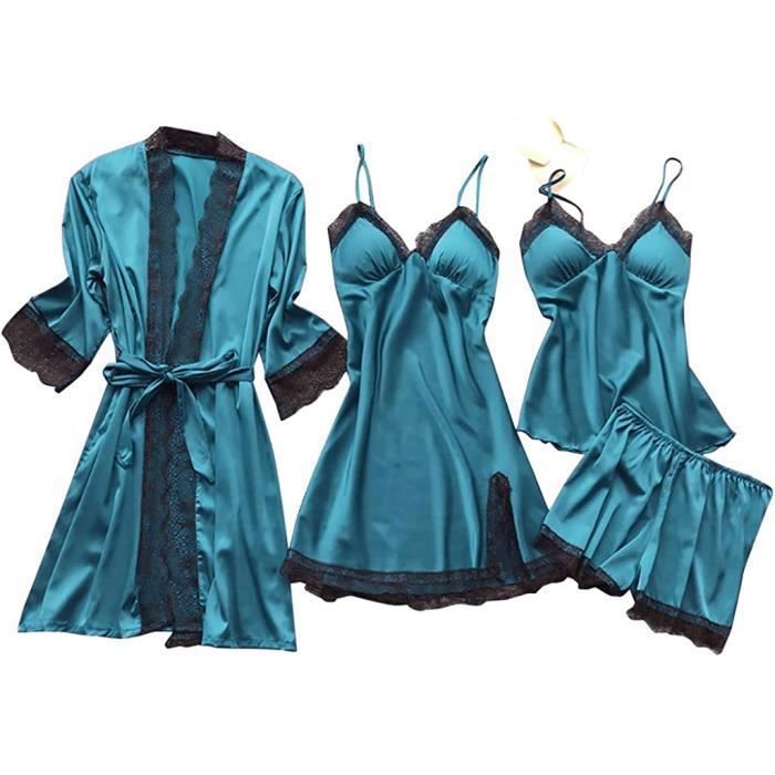 Ensemble Lingerie Erothique Sexy Femme Coordonnes Bleu Dentelle