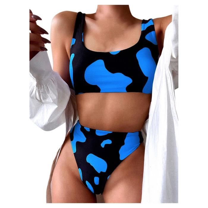 Maillot De Bain De Maillots De Bain Bikini Sexy Imprim Vaches Pour Femmes Bleu Bleu Cdiscount