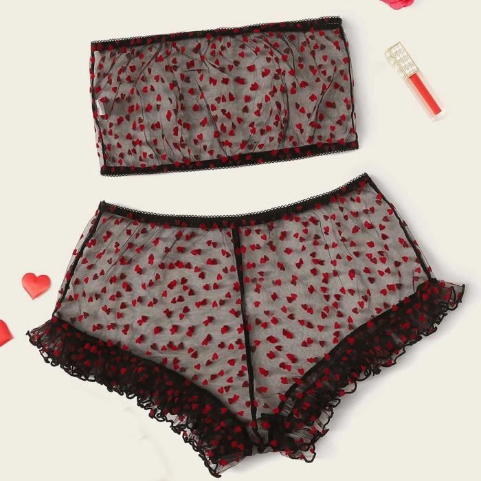 Ensemble de sous vêtements en dentelle Femmes Lingerie Corset Dentelle Fil Libre Intimates