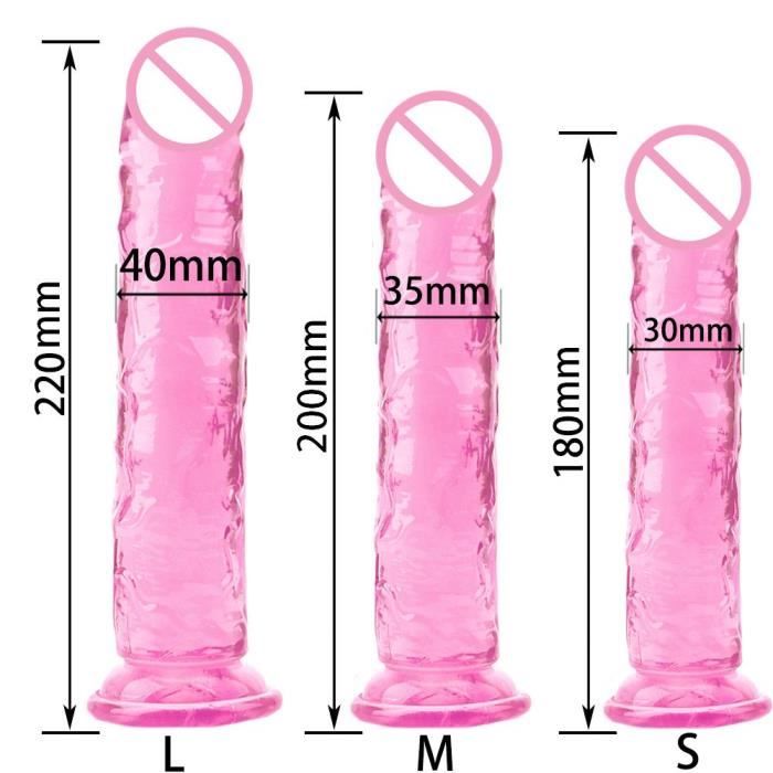 M Transparent Godemichet Anal en Forme de Pénis Réaliste pour Femme