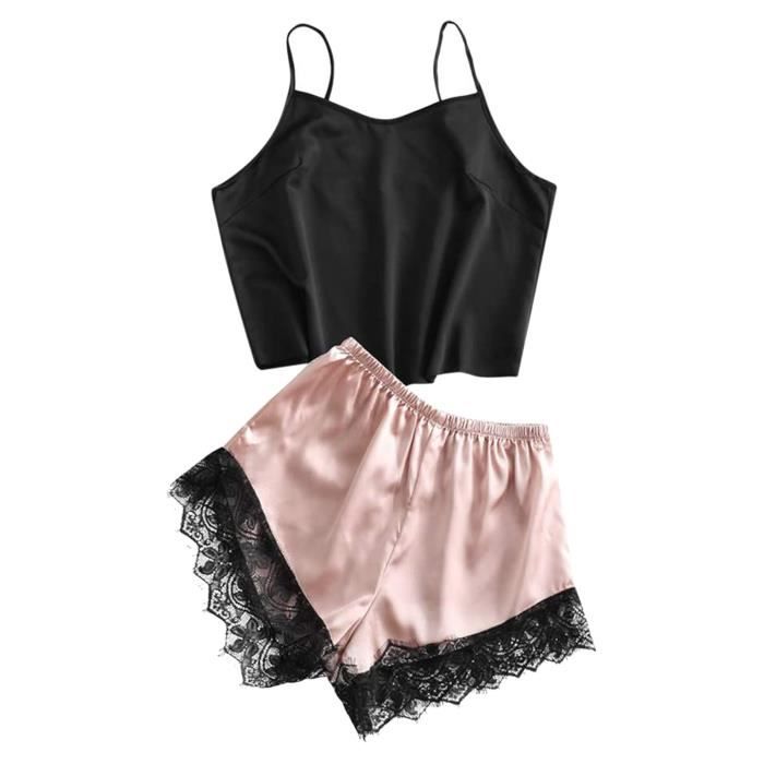 Femmes Sexy Lingerie Vêtements de Nuit Satin Soie Babydoll Lace Up