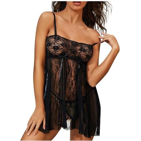 Nuisette Longue Nouvelles Femmes Grande Taille Dentelle Lingerie