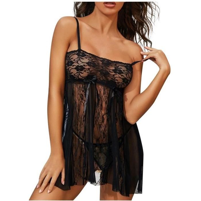 Nuisette Longue Nouvelles Femmes Grande Taille Dentelle Lingerie