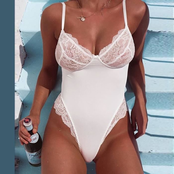 One Piece Lace Sexy Woman Lingerie Floral Body Skinny Body Pants