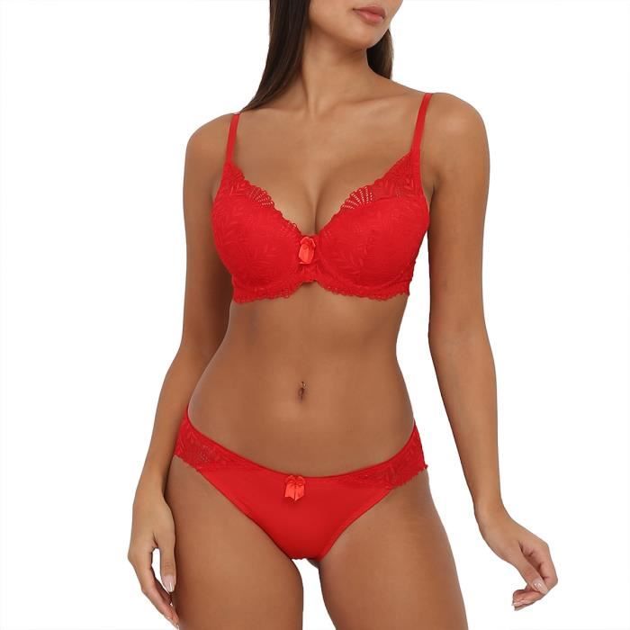 Ensemble Lingerie Push Up Dentelle Rouge Cdiscount Pr T Porter